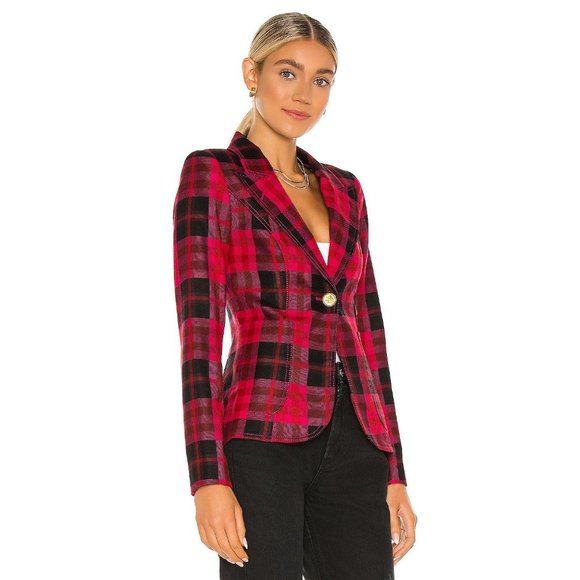 Smythe Patch Pocket Duchess Blazer in Pink Tartan - Picture 2 of 8